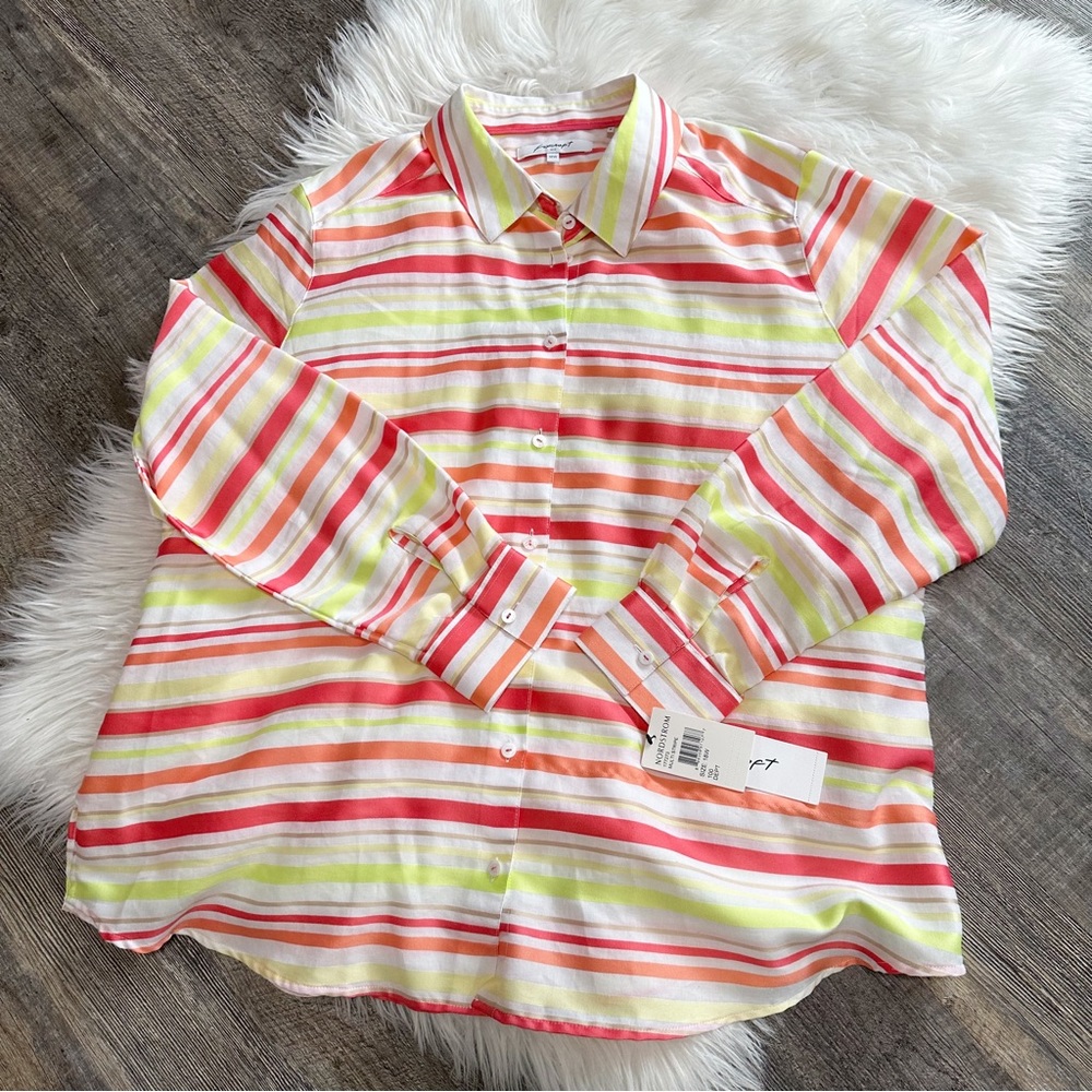 Foxcroft button down shirt stripes 18W